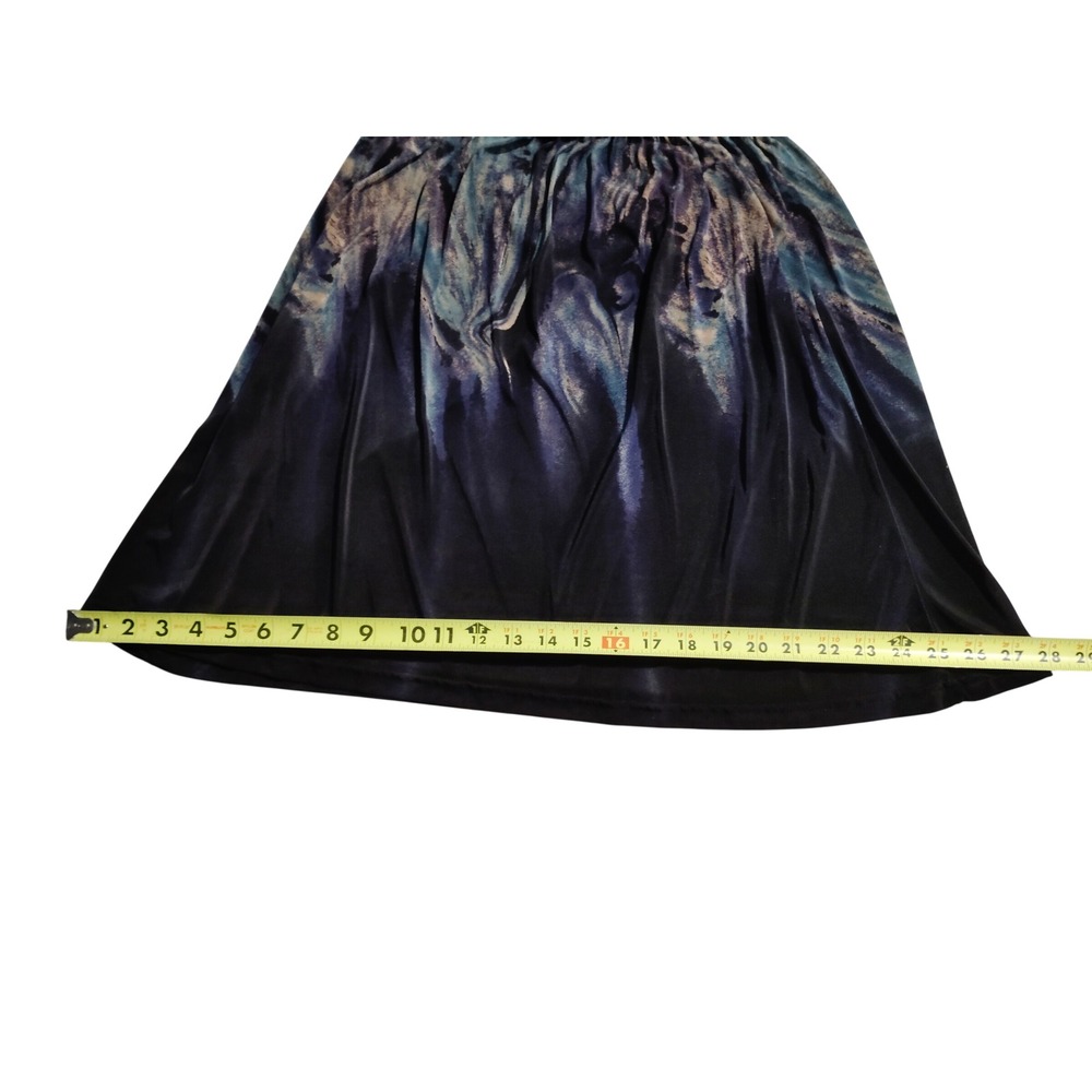 Womens Abstract Print Smocked Waist Mini Dress Black Blue Tan XXS‎ - Picture 6 of 11